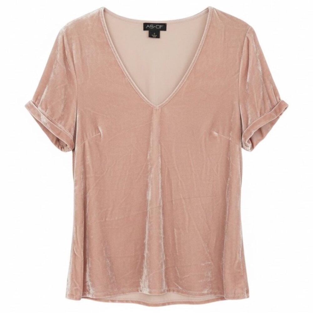 AS by DF White Semi-Sheer Slub Knit Tee Black Embroidered Heart Small S